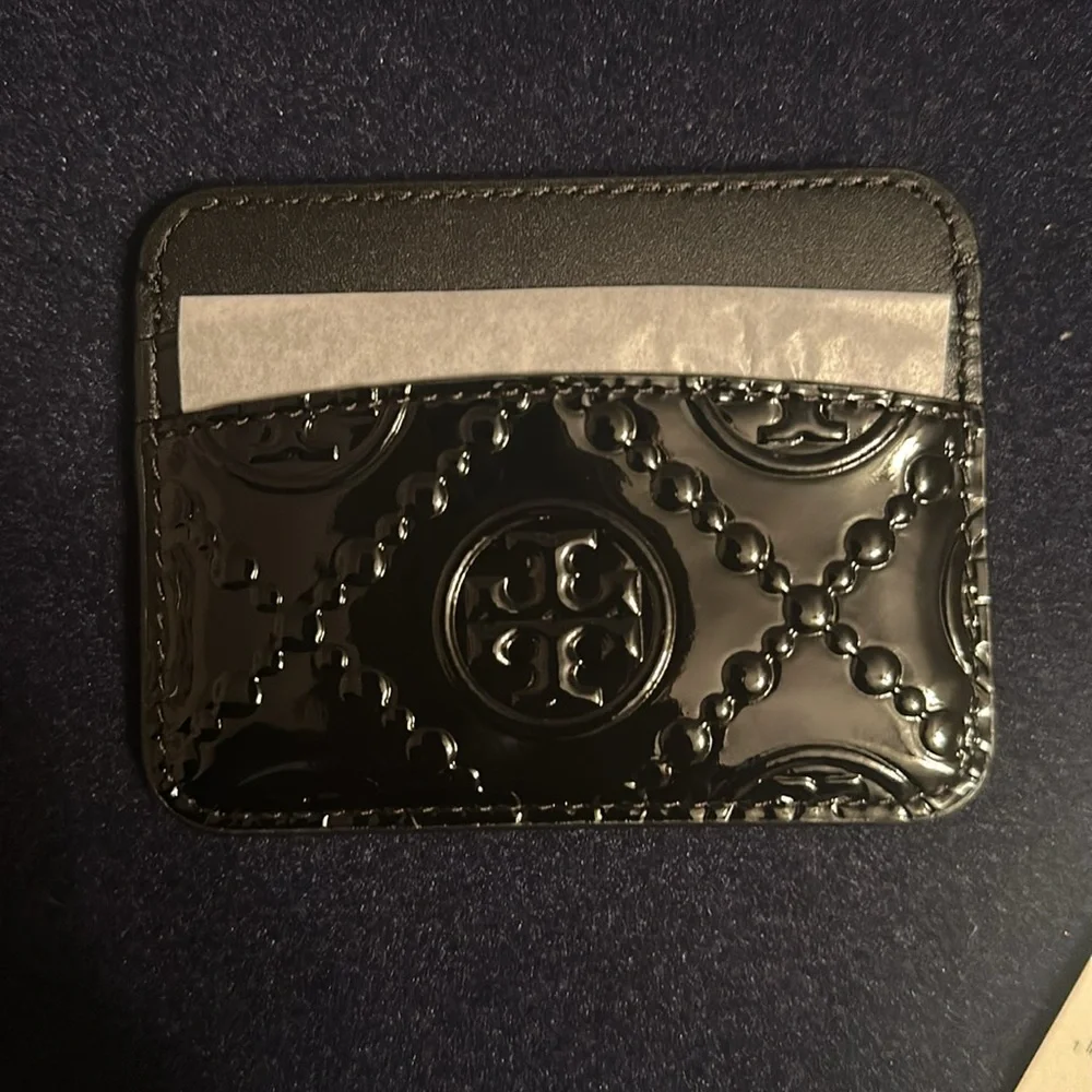 Tory Burch Black Patent Leather  Card Holder NEW